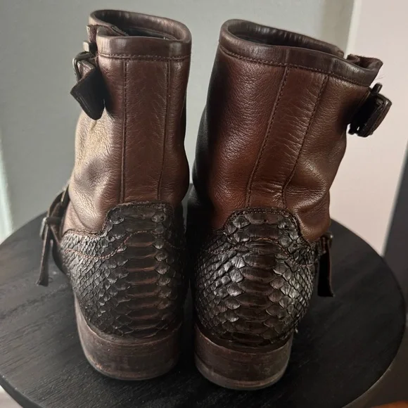 Muro Women’s 8 Snake Western Brown Moto Biker Leather Boot Grunge Boho Festival - Picture 2 of 16